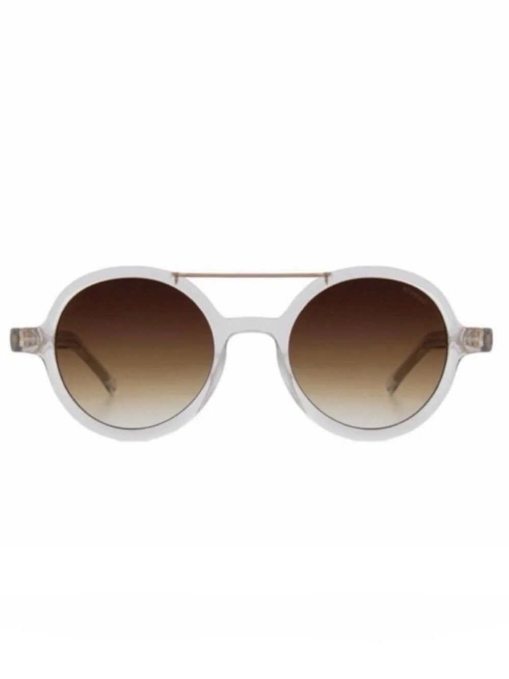 KOMONO The Vivien Sunglasses NEW Clear and Brown Round